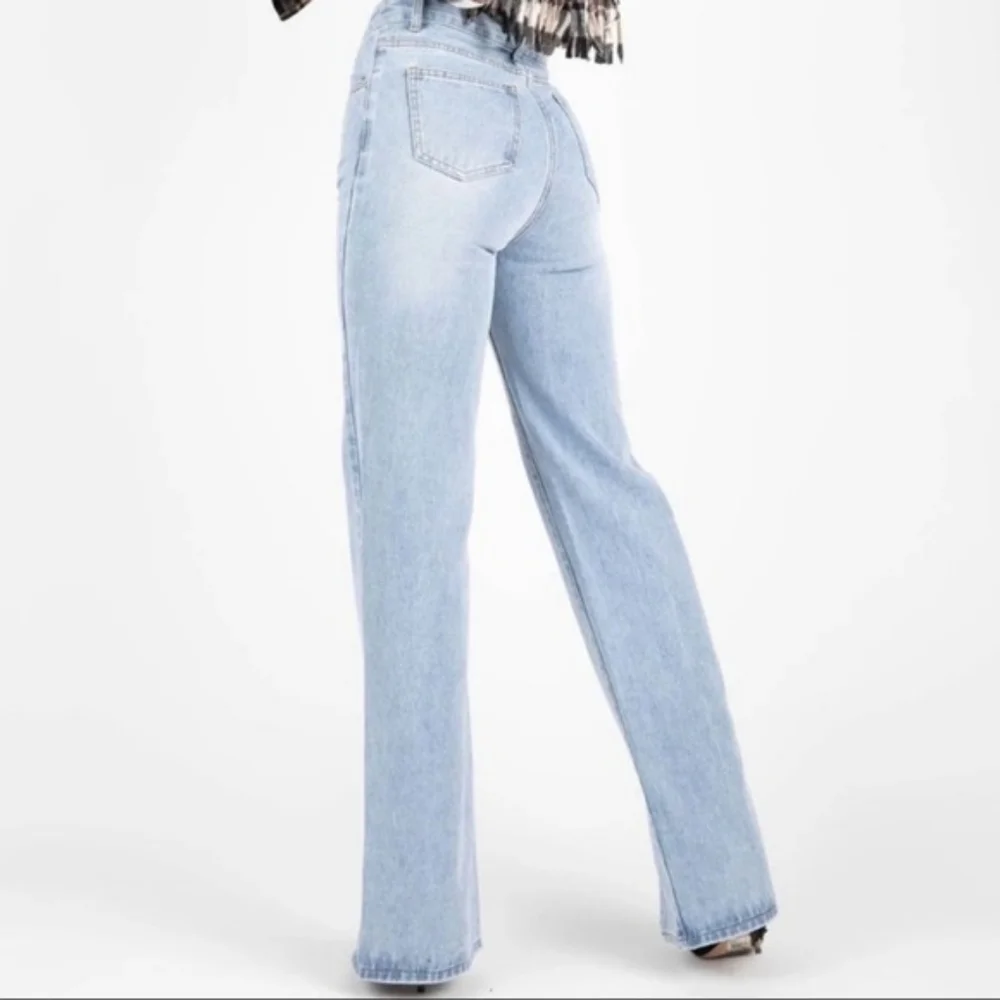 Kittenish Hise Rise Wide Leg Split Hem Retro Denim Jeans Jessie James De… - Picture 11 of 12
